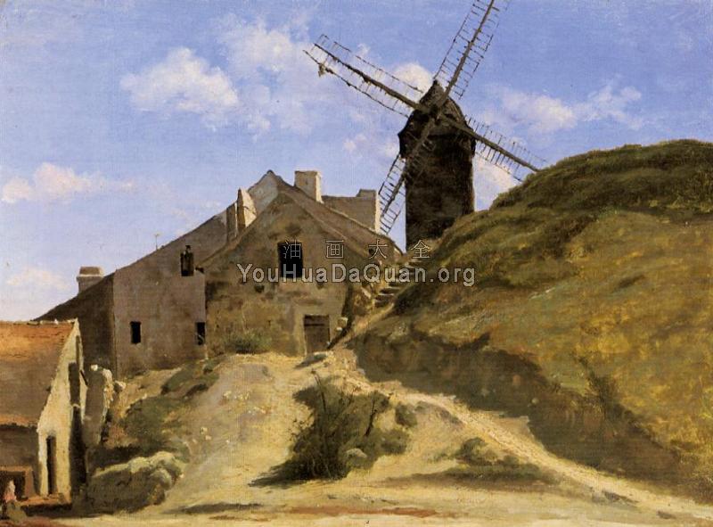 A Windmill in Montmartre - 让·巴蒂斯特·卡米耶·柯罗